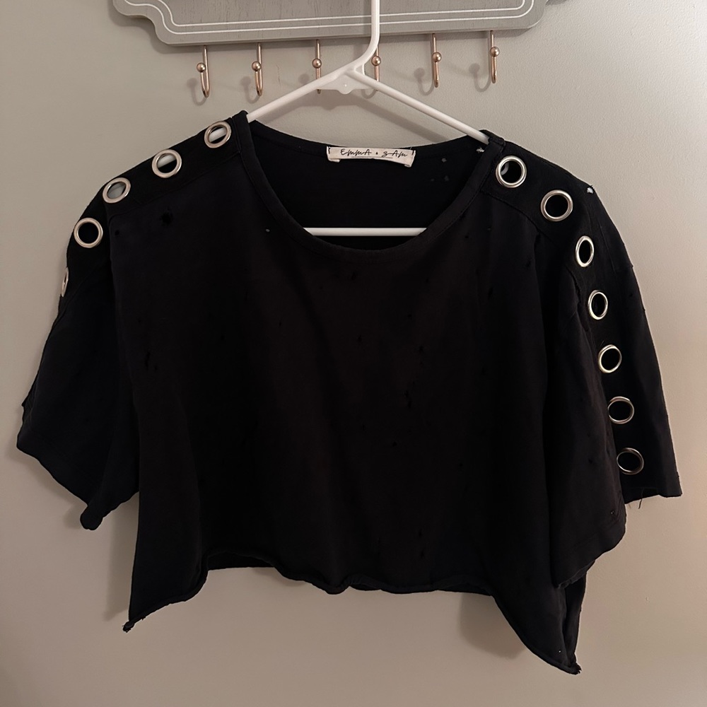 LF Black Distressed T-Shirt (Emma + Sam)
